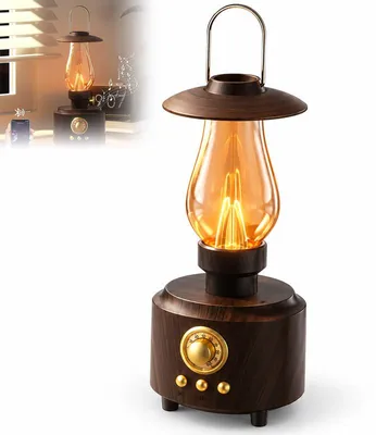Produktbild von Bluetooth Lautsprecher, Retro Laterne mit LED Licht, 5.3 Bluetooth, 1200 mAh Akku, AUX TF USB, dimmbares Stimmungslicht