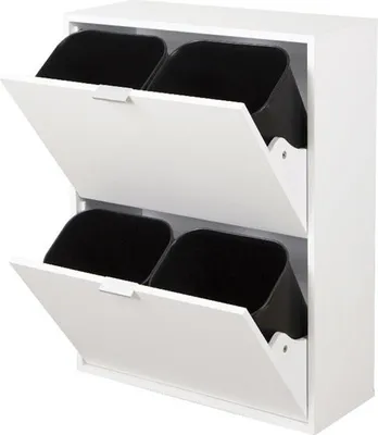 Produktbild von Happy Home Küche Mülleimer Mülleimerschrank mit Schublade und 4 Abfalleimern 60x24x80 cm Mülltrennsystem Küchen Unterschrank Aufbewahrung