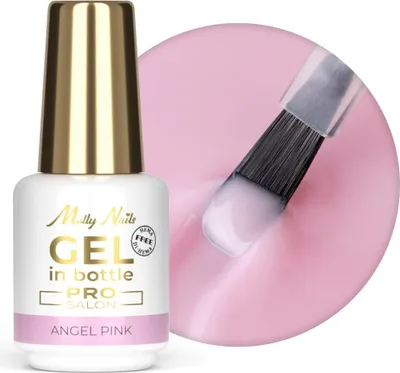 Produktbild von Gel in Bottle Molly Nails Pro Salon Angel Pink – Aufbaugel mit Pinsel, HEMA/Di-HEMA-frei, 15 g