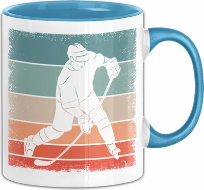 Produktbild von Eishockey Spieler Geschenk Tasse Vintage Ice Hockey Retro Hockey (Blau)