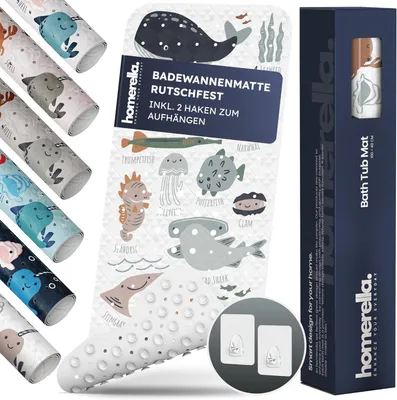Produktbild von Badematte Antirutsch für Kinder, 100x40 cm, rutschfest für Bad und Dusche