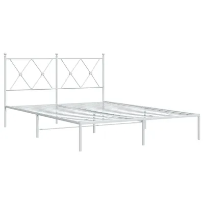 Produktbild von Bettgestell mit Kopfteil Metall Weiß 140x190 cm