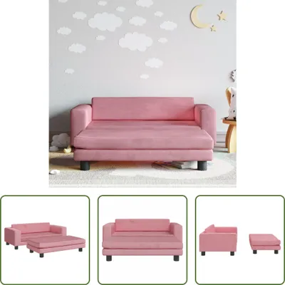 Produktbild von The Living Store Kindersofa mit Hocker Rosa 100x50x30 cm Samt