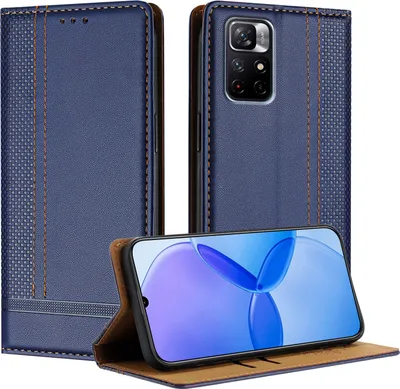 Produktbild von Handyhülle für Xiaomi Poco M4 Pro 5G Leder Flip Klappbare Schutzhülle mit Standfunktion Blau