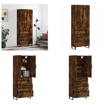 Produktbild von vidaXL Highboard Räuchereiche 69,5x34x180 cm Holzwerkstoff - Highboard - Highboards - Sideboard - Schrank