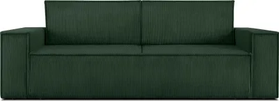 A dark green sofa with a corduroy texture.