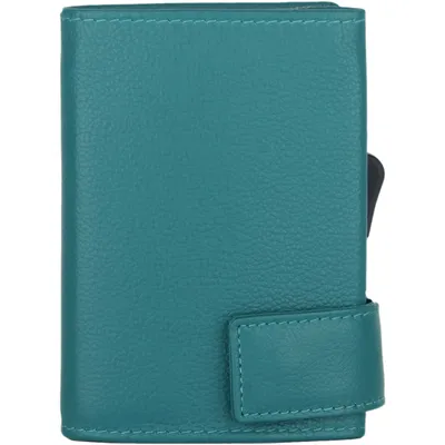 Produktbild von SecWal Kartenetui mit Münzfach Druckknopf Geldbörse Leder türkis, Türkis, Aluminium, Leder, Einfarbig, Tasche, Knopf, 80 g