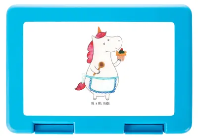 Produktbild von Mr. & Mrs. Panda Bento Box Einhorn Küche - Weiß - Geschenk, Unicorn, Muffin, Brotzeitbox, Butterbrotdose, Backen, Picknickbox, Snackbox, Lunchbox, Einhörner, Kuchen