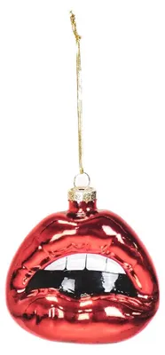 Productafbeelding van Kerstornament - Lippen - Glas - Rood - 8,5 x 3,5 x 8,5 cm