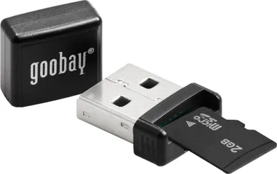 Produktbild von Goobay microSD/SDHC/SDXC USB 2.0, MicroSD (TransFlash), microSDHC, microSDXC, Schwarz, 480 Mbit/s, USB 2.0, Sichtverpackung, Windows 2000, Windows 2000 Professional, Windows 7 Home Basic, Windows 7 Home Basic x64, Windows 7...