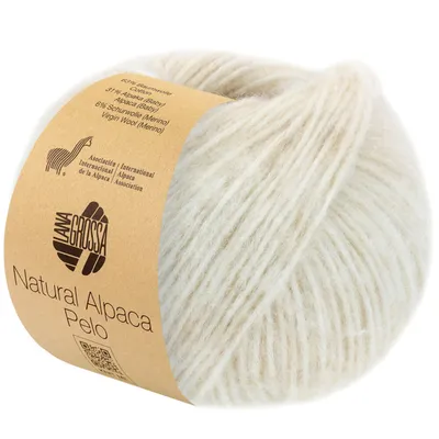 Produktbild von Lana Grossa NATURAL ALPACA PELO 50 g flauschige Netzgarnstruktur gefüllt mit Baby-Alpakafasern 125 m Farbe 005 - Rohweiß/Zartbeige