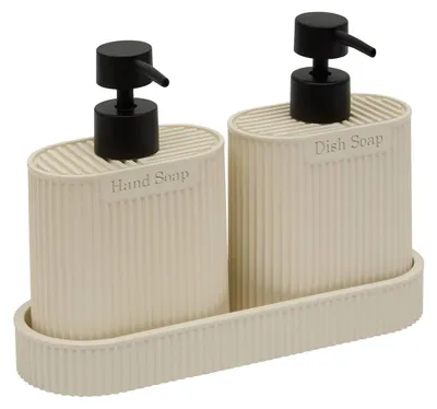 Produktbild von Seifenspender „terra“, oval, 375 ml, beige - 5 five simply smart