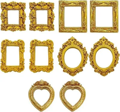 Produktbild von Mini Fotorahmen - Kleine Goldene Listen - Dekoration Künstler - Vintage Barock Stil - 10 Stück - Gold