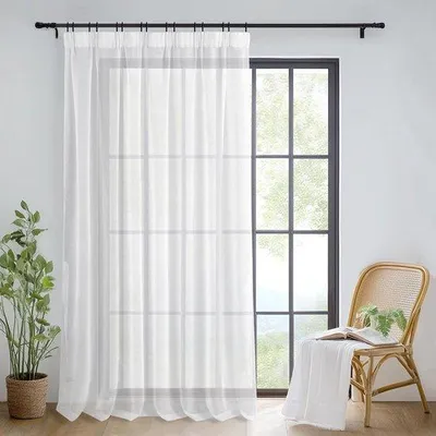 Productafbeelding van Gordijnen met Plooiband voor Rail - Witte Voile Halftransparant Extra Breed Gordijn 300 cm - Woonkamer, Slaapkamer, Keuken, H 245 x B 30