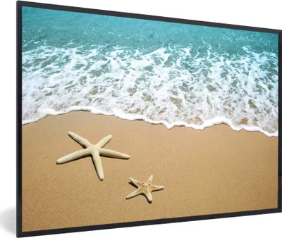Produktbild von MuchoWow® MuchoWow® Gerahmtes Poster Seestern - Strand - Meer 60x40 cm - Poster mit zchwarzem Bilderrahmen - Printing - Wanddeko Schlafzimmer