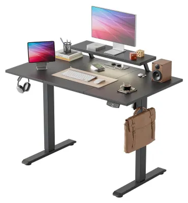 Höhenverstellbarer Schreibtisch 120x60 cm, schwarz, mit Monitorständer