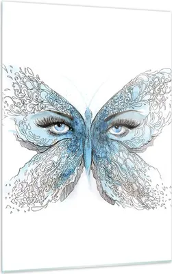 Produktbild von Bilder auf glas - Einteilig - Illustration Gesicht Schmetterling Wimper - 50x70cm - Glasbilder - Wandbilder - Bilder - Wanddekoration aus Glas - Glas Bilder - Wandbild auf Glas - GPA50x70-3026