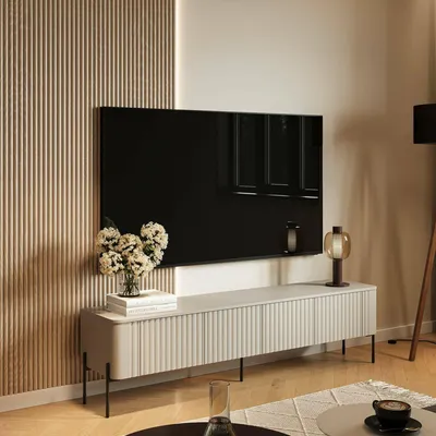 Image de Brembana - Meuble TV, 190x40x50h cm Beige, une Étagère