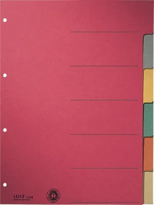Produktbild von Leitz Register - DIN A4 - blanko - Karton - farbig sortiert - 6 Blatt