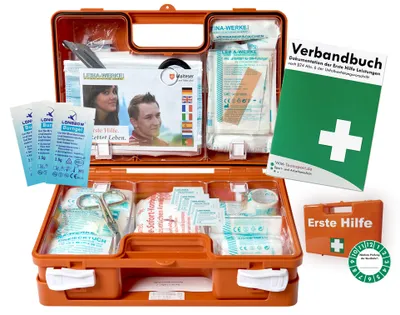 Produktbild von Verbandkasten HOME + OFFICE - Erste Hilfe nach aktueller DIN 13157 + DIN 13164 + BURNCARE (Brandwundengel) bei Brandverletzungen