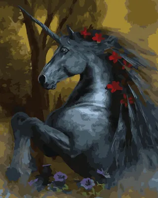 Produktbild von Malen nach Zahlen: Schwarzes Einhorn, 40 x 50 cm