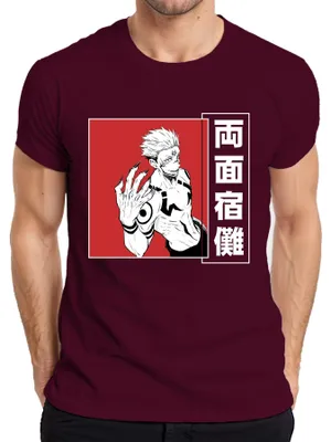 Obrázek produktu pro Ryomen Sukuna Jujutsu Kaisen Demon Manga Anime Aesthetics Tmavě červené pánské tričko, vínová, M