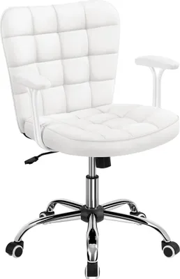 Produktbild von Yaheetech Bürostuhl Ergonomischer Schreibtischstuhl Bürosessel Arbeitsstuhl, Drehstuhl mit Armlehnen, Polsterstuhl Computerstuhl mit Rollen, Weiß