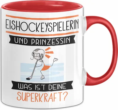 Produktbild von Eishockeyspielerin Und Prinzessin Tasse Geschenk Für Eine Eishockeyspielerin Geburtstag Was Ist Deine Superkraft (Rot)