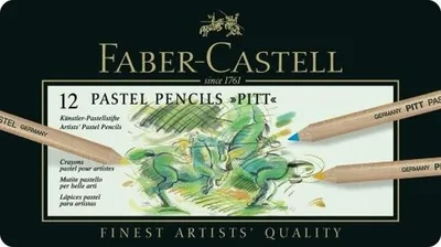 Produktbild von Pastellstift Pitt Pastell 12 Stifte farbig sortiert im Metalletui Packung mit 3 Stück