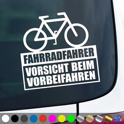 Produktbild von PantherPixel Fahrradfahrer Aufkleber Vorsicht Beim Vorbeifahren Sticker Auto Geschenkidee Farbe Weiss