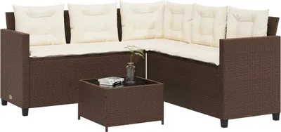 Produktbild von Möbel Gartensofa in L-Form mit Tisch und Kissen Braun Poly Rattan - Balkonmöbel 369040