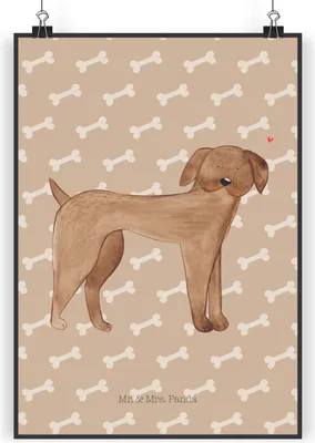 Produktbild von Mr. & Mrs. Panda Bild Hund Dogge DIN A4 - Hundeglück - Geschenk, Süß, Poster, Wandbild, Herz, Plakat, wanddeko, drucke, Sprüche, Hunde