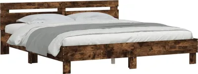 Obrázok produktu pre Posteľný rám s čelom dymový dub 200x200 cm kompozitné drevo