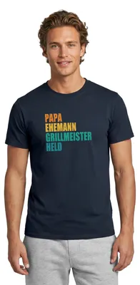 Produktbild von Spreadshirt Ehemann Grillmeister Papa Held Männer T-Shirt, XXL, Navy