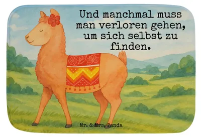 Produktbild von Mr. & Mrs. Panda Badteppich Alpaka Stolz Design - Weiß - Geschenk, Badezimmer Matte, Badvorleger, Badezimmerteppich, Duschvorleger, Badematte, Lama