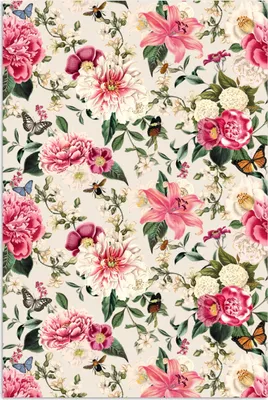 Produktbild von MuchoWow® Poster Blumen - Insekten - Rosa 120x180 cm - Kunstposter