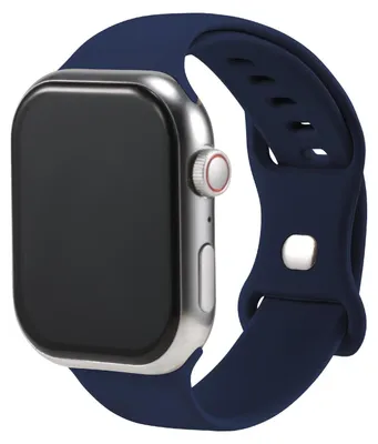 Produktbild von Silikon Ersatzarmband für Apple Watch 1 2 3 4 5 6 7 8 9 10 11 SE 1 2 3 mit 38/40/41/42mm Weiches Sportarmband Mitternachtsblau Verstellbares Smartwatch Armband Größe S
