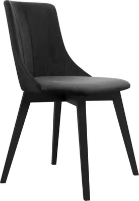 Produktbild von Holzstuhl Felix mit bequemem Sitz stillvoll Polsterstuhl mit Holzbeine Esszimmerstühle, Stoff: riviera 96 - dunkelgrau, Beinefarbe: Schwarz