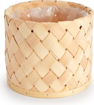 Produktbild von Blumentopf Übertopf Groß Blumenkübel Innen Pflanzentopf Set Korb Geflochten Holz 3pcs Set / Design 5