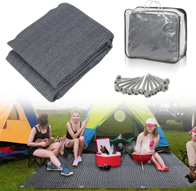 Immagine prodotto di TolleTour Tappeto per tenda 300x600cm Tappeto per tenda con 13 chiodi e 12 fori Tappeto per campeggio Sottotappeto per tenda in HDPE, grigio