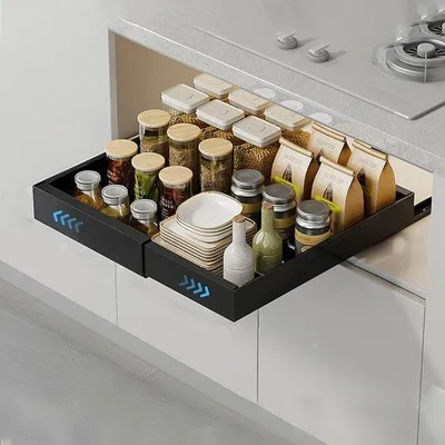Imagen del producto de Organizador para armarios de cocina con cajón telescópico ajustable, color