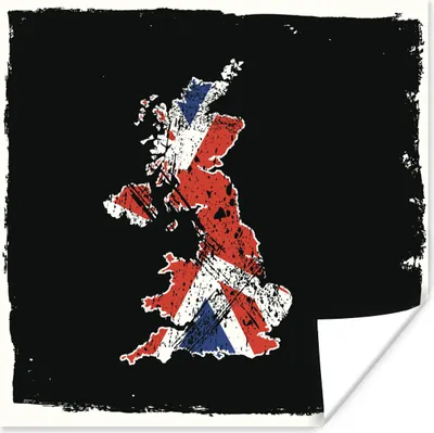 Produktbild von MuchoWow® Poster Illustration der britischen Flagge in Form des Vereinigten Königreichs 100x100 cm - Babyzimmer