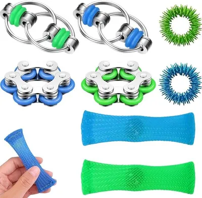 Produktbild von 8 Stück Fidget-Spielzeug-Set, Fidget Toys, Autismust, Stressabbau Eisenring, Skills Set, Sensorik Spielzeug, Anti Stress Spielzeug, für Anxiety ADHD