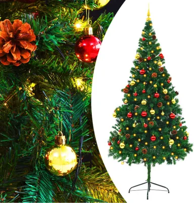 Imagen del producto de El Living Store: Árbol de Navidad artificial con adornos y luces LED, color verde, 210 cm