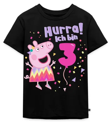 Produktbild von Spreadshirt Peppa Wutz Hurra Ich Bin 3 Jahre Kinder Premium T-Shirt, 98/104 (2 Jahre), Schwarz