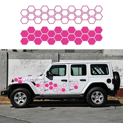 Image de Autocollants hexagonaux à motif de nid d'abeille, rose et rouge, lot de 48, imperméables, protection solaire, en PVC