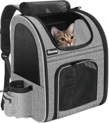 Image de Sac à dos pour animaux de compagnie - Sac de transport - Voyage en toute sécurité - Maille respirante - 43x34x28 cm - Gris