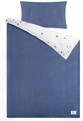 Image de Ensemble de literie pour enfant en mousseline, 100 x 135 cm, comprenant une taie d'oreiller