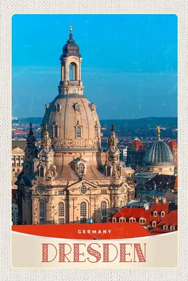Produktbild von vianmo Holzschild 18x12 cm Dresden Porträt Bildmotiv Reisemotiv Abenteuer Reisen