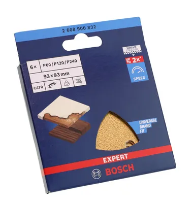 Obrázok produktu pre Bosch Powertools Bosch Expert C470 sanding sheet set, 93mm, K60 / 120 / 240 (6 pieces, for delta sanders)